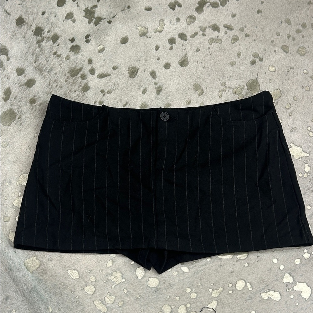 Black Pinstripe Women's Mini Skirt